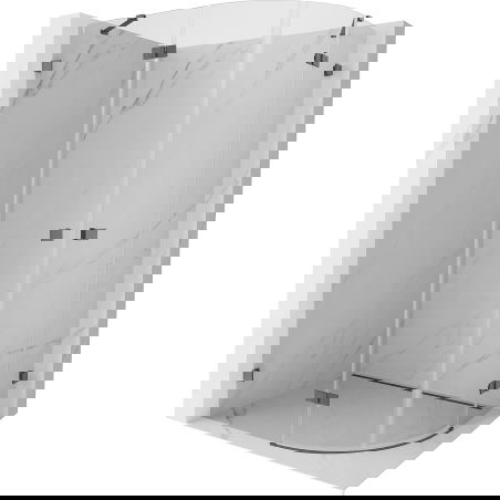 Mexen Lunar polokruhová sprchová kabína ľavá 90 x 70 cm, transparentná, brúsená zbraňovo sivá - 833-090L-070P-66-00