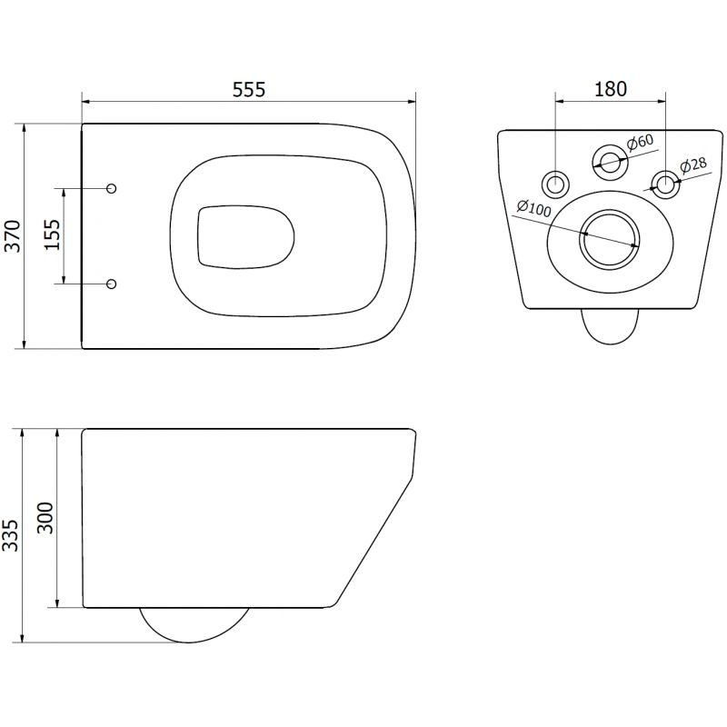 Mexen Riva miska wc Rimless Tornado, biela lesklá - 3363XX00T