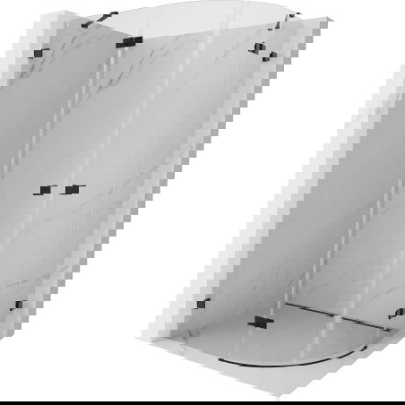 Mexen Lunar polkruhová sprchová kabína, výkyvná ľavá 90 x 80 cm, transparentná, čierna - 833-090L-080P-70-00