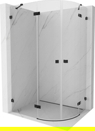 Mexen Lunar polkruhová otočná sprchová kabína ľavá 100 x 80 cm, priehľadná, čierna - 833-100L-080P-70-00