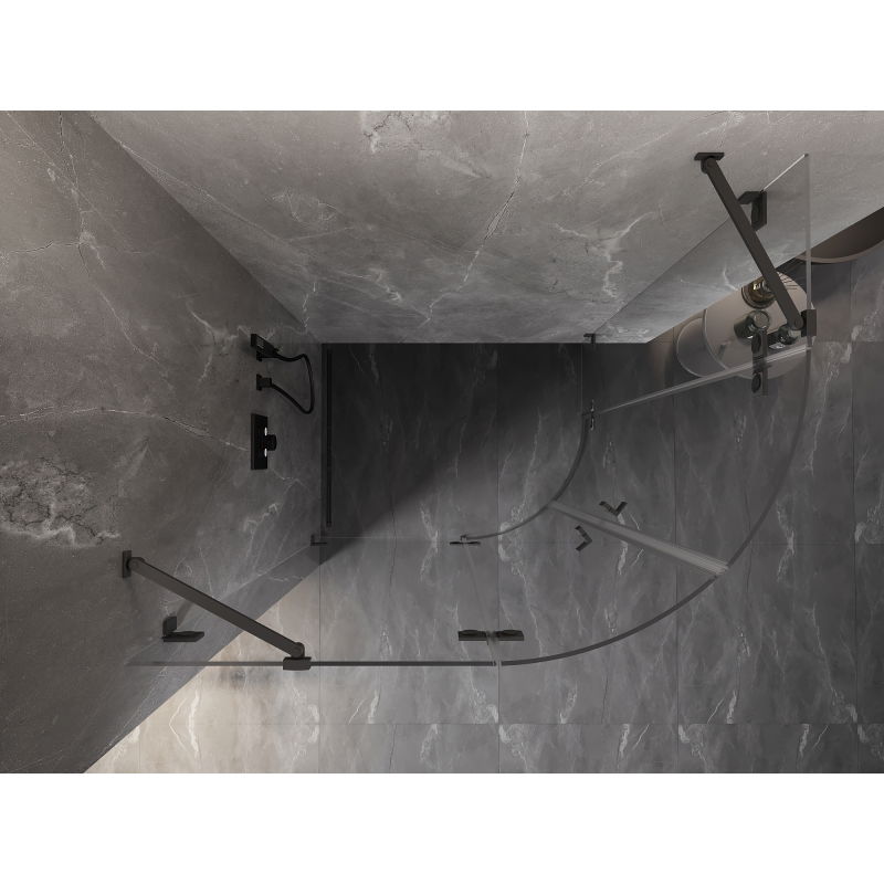 Mexen Lunar polkruhový sprchovací kút, ľavý, výklopný, 100 x 70 cm, transparentný, gun metal - 833-100L-070P-95-00