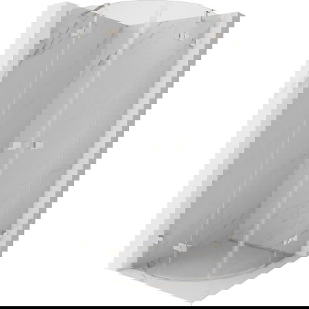 Mexen Lunar polkruhová sprchová kabína s otváracími dverami 80 x 80 cm, transparentná, brúsený nikel - 833-080L-080P-97-00