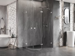 Mexen Lunar polokruhová sprchová kabína s otváracími dverami pravá 80 x 70 cm, transparentná, chróm - 833-080P-070L-01-00