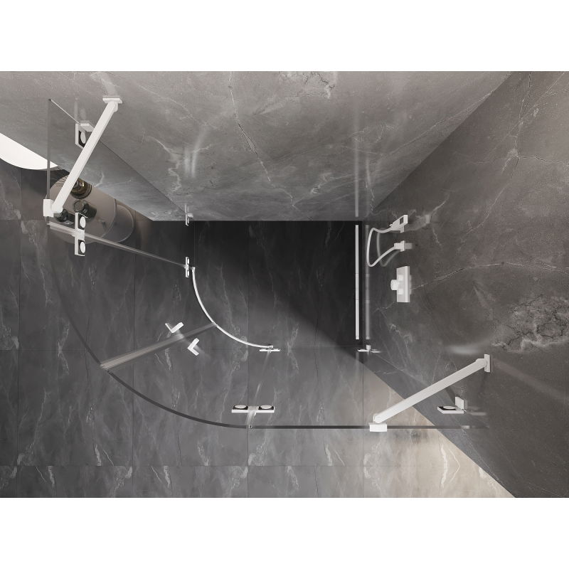 Mexen Lunar polkruhová sprchová kabína výkyvná pravá 100 x 90 cm, transparentná, biela - 833-100P-090L-20-00