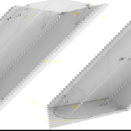 Mexen Lunar polkruhová sprchová kabína s pravými vyklápacími dverami 90 x 70 cm, priehľadná, zlatá - 833-090P-070L-50-00