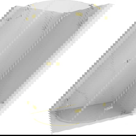 Mexen Lunar polokruhová sprchová kabína otváravá pravá 80 x 70 cm, transparentná, zlatá brúsená - 833-080P-070L-55-00