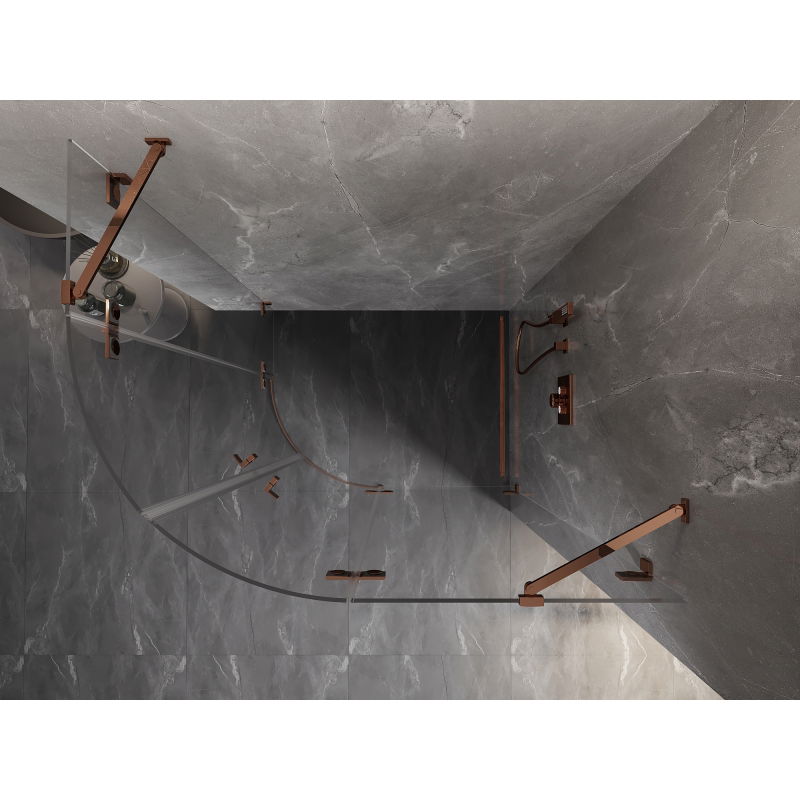 Mexen Lunar polkruhový sprchový kút s pravými dverami 100 x 80 cm, transparentný, ružové zlato - 833-100P-080L-60-00