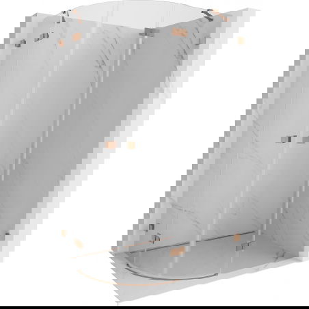 Mexen Lunar sprchová kabína polkruhová otočná pravá 100 x 70 cm, transparentná, brúsená meď - 833-100P-070L-65-00