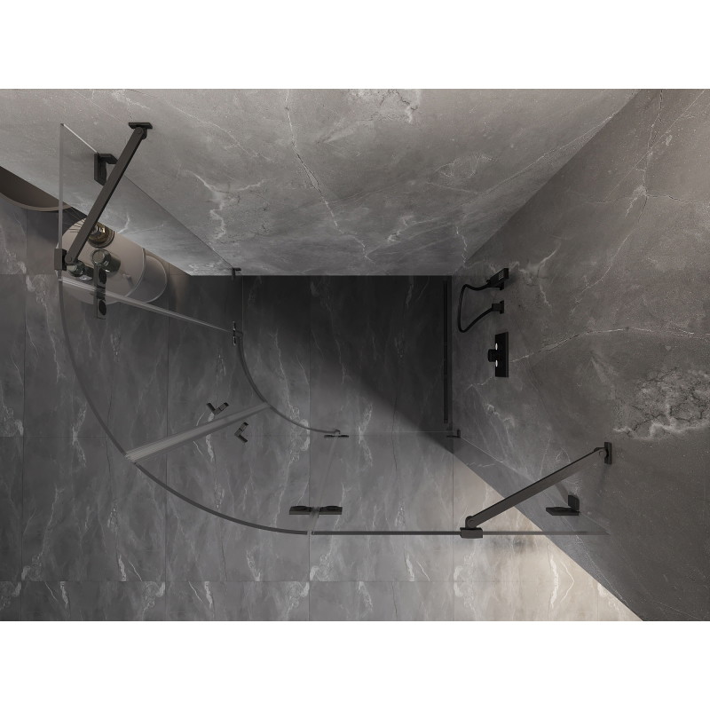 Mexen Lunar sprchovací kút polkruhový otočný pravý 100 x 80 cm, transparentný, brúsená gun gray - 833-100P-080L-66-00