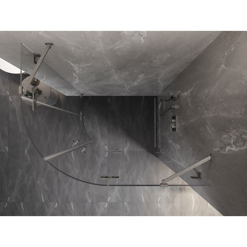 Mexen Lunar polokruhový sprchový kút s pravými dverami 90 x 70 cm, priehľadný, brúsený nikel - 833-090P-070L-97-00