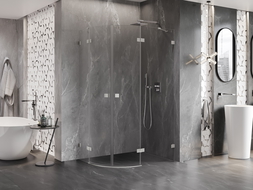 Mexen Lunar polkruhová sprchová kabína, pravá 90 x 80 cm, transparentná, brúsený nikel - 833-090P-080L-97-00