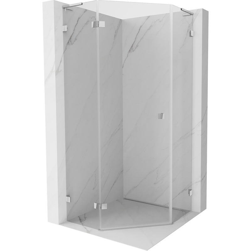 Mexen Lunar L päťuholníkový sprchový kút s otváracími dverami ľavý 90 x 90 cm, transparentný, chróm - 831L-090L-090P-01-00-L