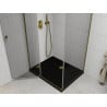 Mexen Roma sprchovací kút otvárací 80 x 100 cm, transparentný, zlatý + vanička Flat, čierna - 854-080-100-50-00-4070G