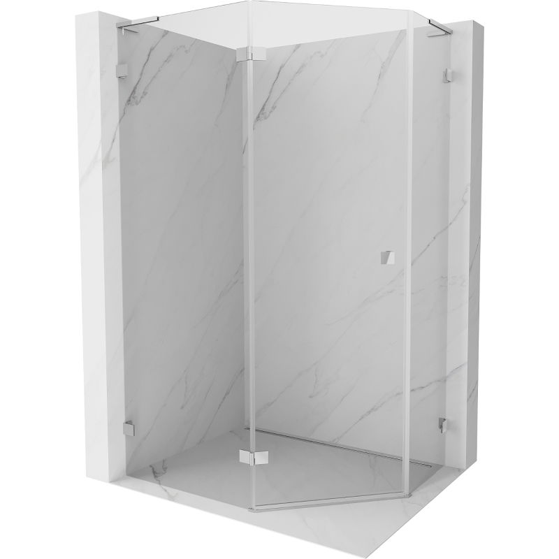 Mexen Lunar L päťuholníkový sprchovací kút otvorený ľavý 100 x 90 cm, transparentný, chróm - 831L-100L-090P-01-00-L