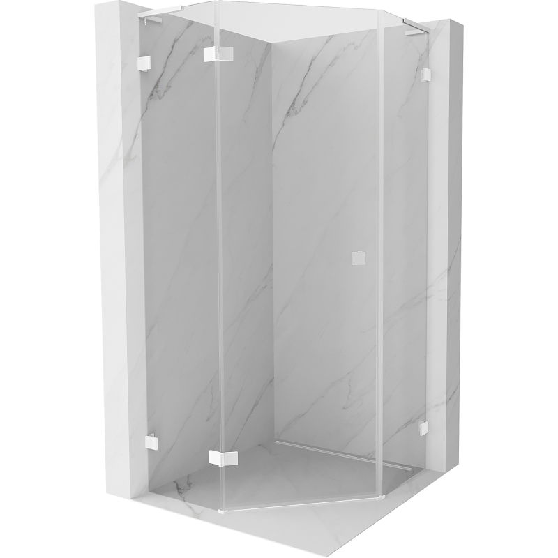 Mexen Lunar L päťhranná sprchová kabína výklopná ľavá 80 x 80 cm, transparentná, biela - 831L-080L-080P-20-00-L