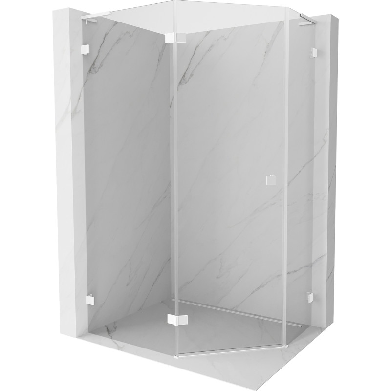 Mexen Lunar L pentagonálna sprchová kabína otočná ľavá 100 x 90 cm, transparentná, biela - 831L-100L-090P-20-00-L