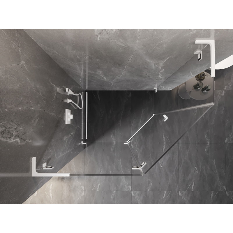 Mexen Lunar L pentagonálna sprchová kabína otočná ľavá 100 x 90 cm, transparentná, biela - 831L-100L-090P-20-00-L
