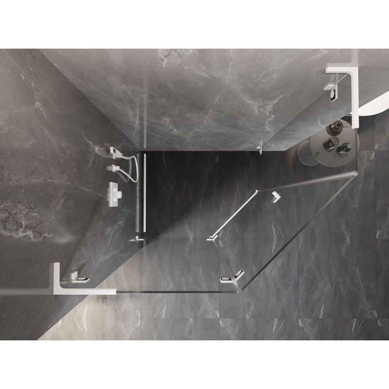 Mexen Lunar L Pentagónová Sprchová Kabína Kývna Ľavá 100 x 90 cm, Transparentná, Biela - 831L-100L-090P-20-00-L