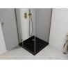 Mexen Roma sprchovací kút s otváracími dverami 80 x 80 cm, priehľadný, zlatý + Flat vanička, čierna - 854-080-080-50-00-4070G
