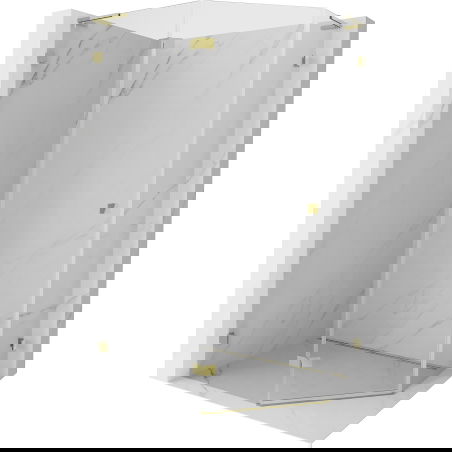 Mexen Lunar L päťuholníkový sprchový kút ľavý 90 x 80 cm, transparentný, zlatý - 831L-090L-080P-50-00-L