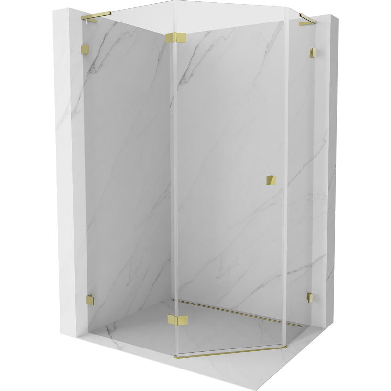 Mexen Lunar L päťuholníková sprchová kabína ľavá 100 x 90 cm, transparentná, zlatá - 831L-100L-090P-50-00-L