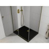 Mexen Roma sklopná sprchová kabína 90 x 100 cm, priehľadná, zlatá + vanička Flat, čierna - 854-090-100-50-00-4070G
