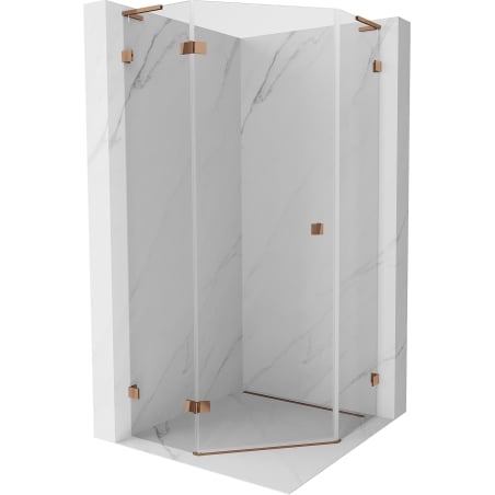 Mexen Lunar L päťuholníková sprchová kabína výklopná ľavá 80 x 80 cm, transparentná, ružové zlato - 831L-080L-080P-60-00-L