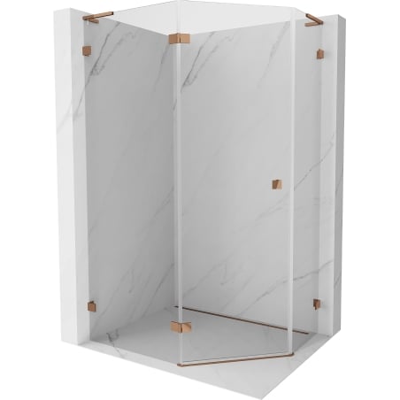 Mexen Lunar L päťuholníková sprchová kabína ľavá 90 x 80 cm, transparentná, ružové zlato - 831L-090L-080P-60-00-L