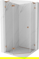 Mexen Lunar L päťuholníková sprchová kabína, otváracia ľavá 80 x 80 cm, transparentná, brúsená meď - 831L-080L-080P-65-00-L