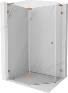 Mexen Lunar L päťuholníková sprchovacia kabína výklopná ľavá 90 x 80 cm, transparentná, brúsená meď - 831L-090L-080P-65-00-L