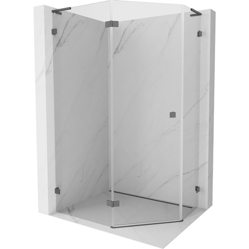 Mexen Lunar L pentagonálna sprchová kabína ľavá 90x80 cm, transparentná, brúsená strelná šedá - 831L-090L-080P-66-00-L