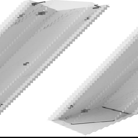 Mexen Lunar L päťuholníková sprchová kabína sklopná ľavá 90x90 cm, transparentná, brúsená gun gray - 831L-090L-090P-66-00-L