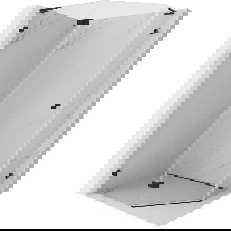 Mexen Lunar L päťuholníková sprchová kabína výklopná ľavá 90 x 80 cm, transparentná, čierna - 831L-090L-080P-70-00-L