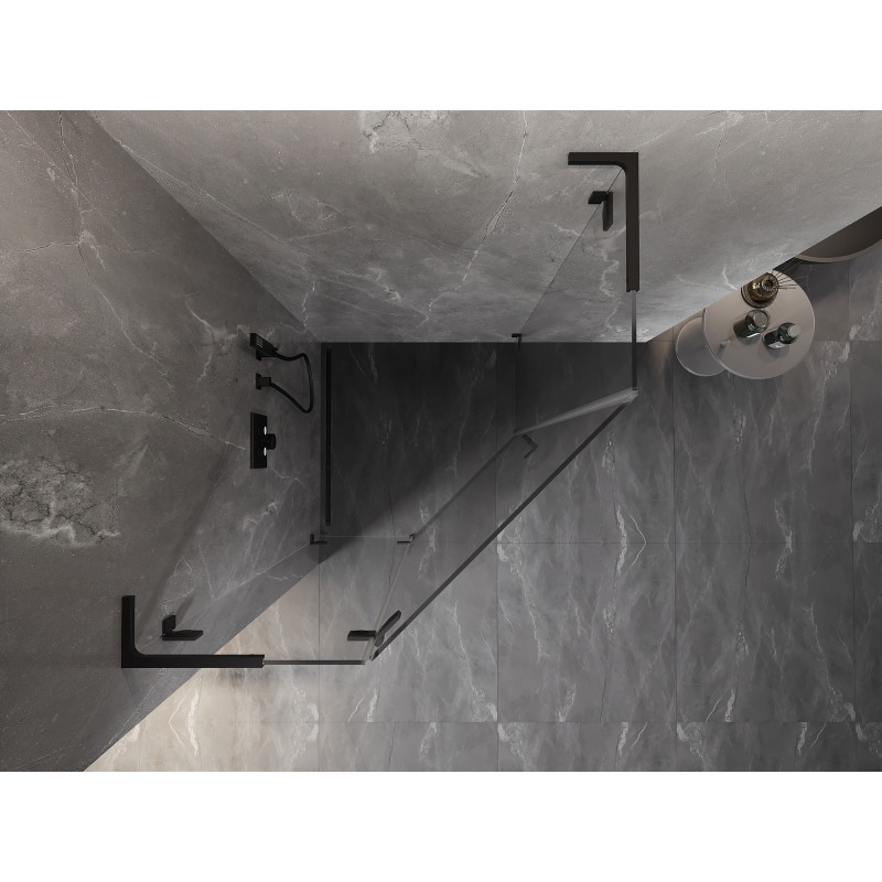 Mexen Lunar L päťuholníková sprchová kabína ľavá 90 x 90 cm, priehľadná, čierna - 831L-090L-090P-70-00-L