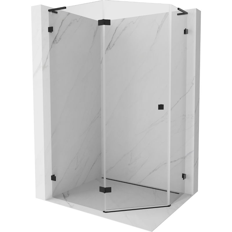 Mexen Lunar L päťuholníková sprchová kabína ľavá 100 x 80 cm, transparentná, čierna - 831L-100L-080P-70-00-L