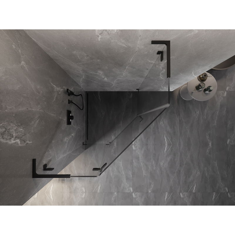 Mexen Lunar L päťuholníková sprchová kabína, otočná ľavá 100 x 100 cm, transparentná, čierna - 831L-100L-100P-70-00-L