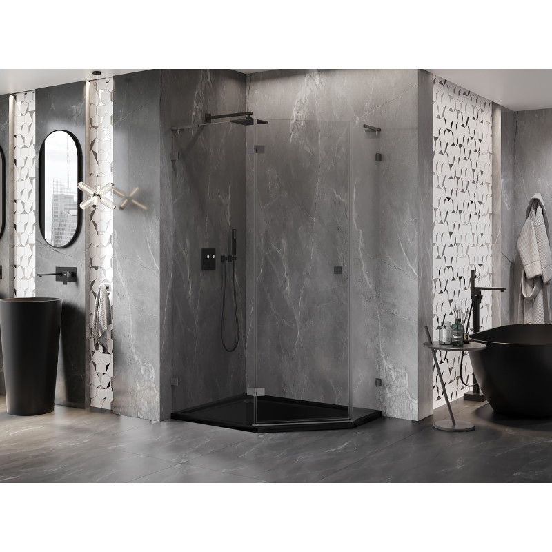 Mexen Lunar L pätcový sprchový kút s otočnými dverami, ľavý 90 x 80 cm, transparentný, gun metal