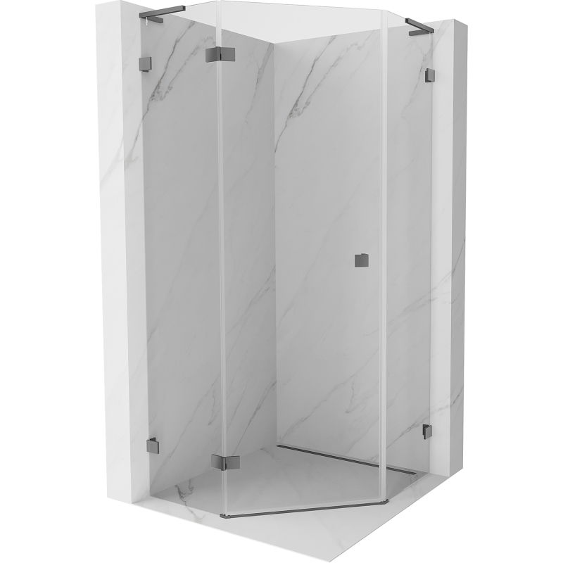 Mexen Lunar L pentagonálna sprchová kabína otváracia ľavá 90 x 90 cm, transparentná, gun metal - 831L-090L-090P-95-00-L