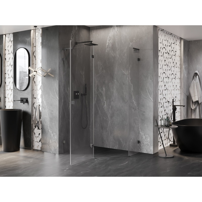 Mexen Lunar L štvrťkruhový sprchový kút s dvierkami na ľavej strane 100 x 80 cm, transparentný, gun metal