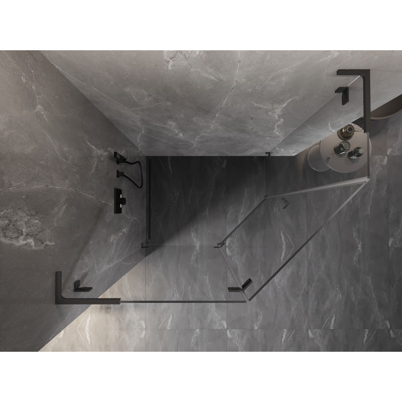 Mexen Lunar L štvrťkruhový sprchový kút s dvierkami na ľavej strane 100 x 80 cm, transparentný, gun metal