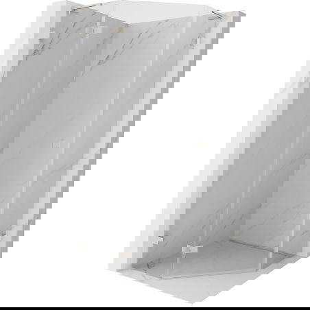 Mexen Lunar L päťuholníkový sprchový kút otvárací ľavý 90 x 90 cm, transparentný, brúsený nikel - 831L-090L-090P-97-00-L