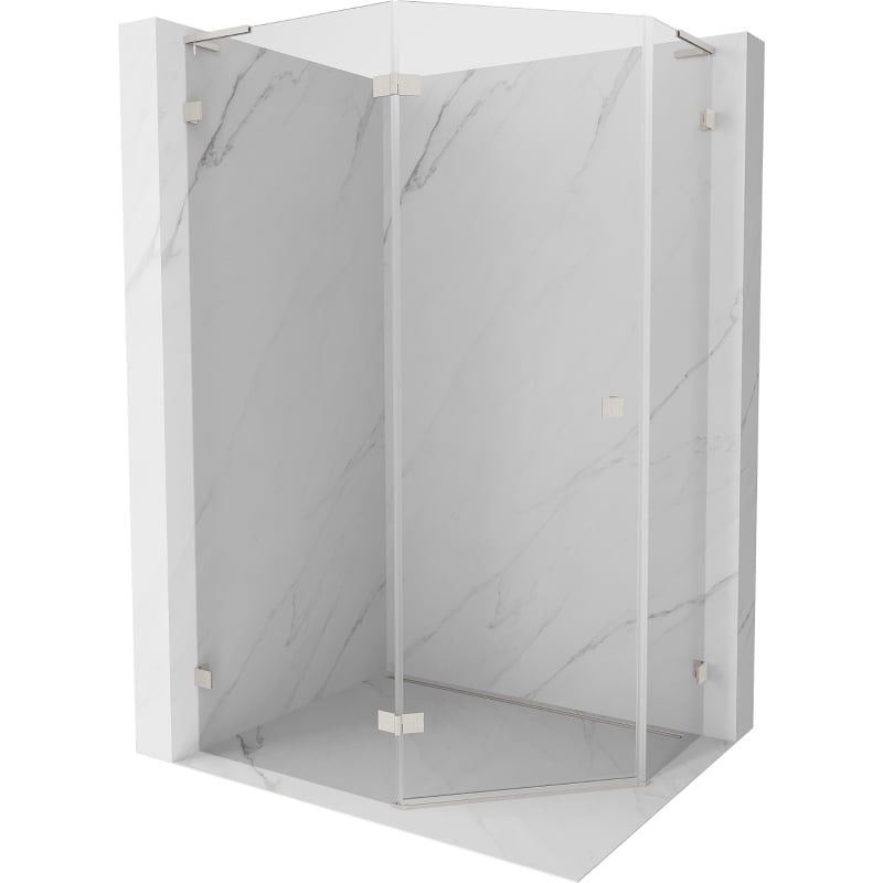 Mexen Lunar L päťuholníková sprchová kabína výklopná ľavá 100 x 80 cm, transparentná, brúsený nikel - 831L-100L-080P-97-00-L