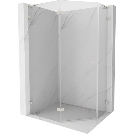 Mexen Lunar L päťuholníková sprchová kabína výklopná ľavá 100 x 80 cm, transparentná, brúsený nikel - 831L-100L-080P-97-00-L