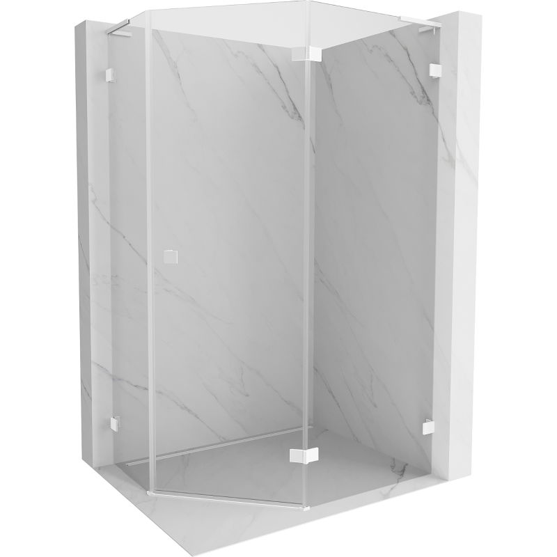 Mexen Lunar L päťuholníková sprchová kabína pravá 90 x 80 cm, transparentná, biela - 831L-090P-080L-20-00-P