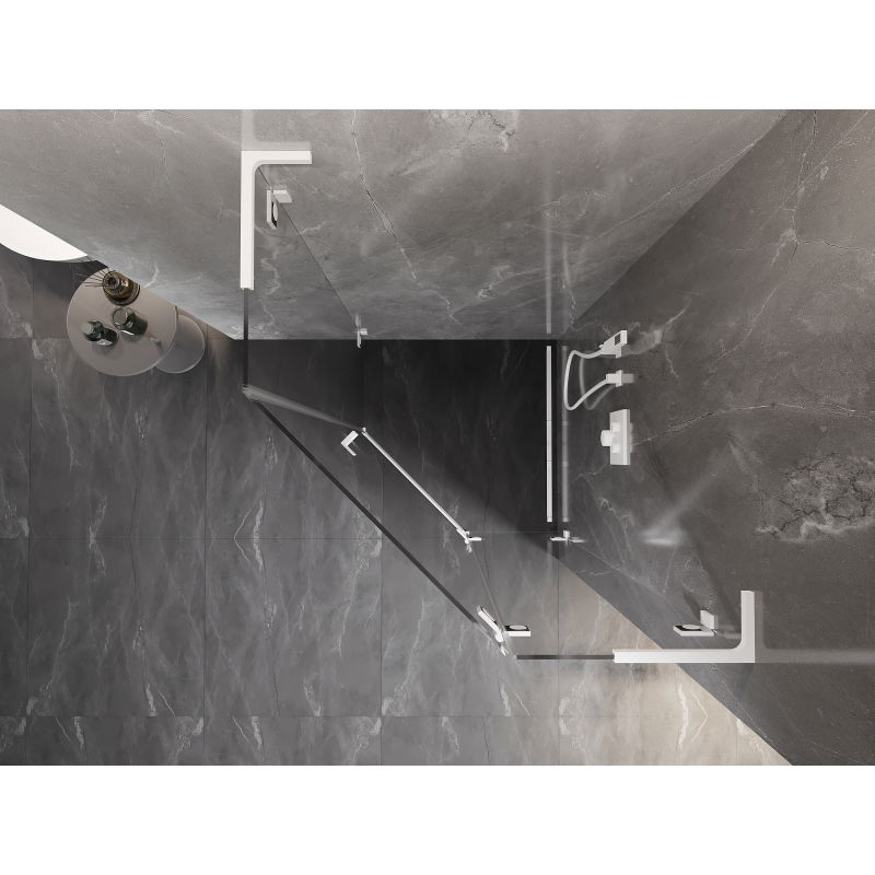 Mexen Lunar L päťuholníková sprchová kabína s pravými dverami 90 x 90 cm, transparentná, biela - 831L-090P-090L-20-00-P