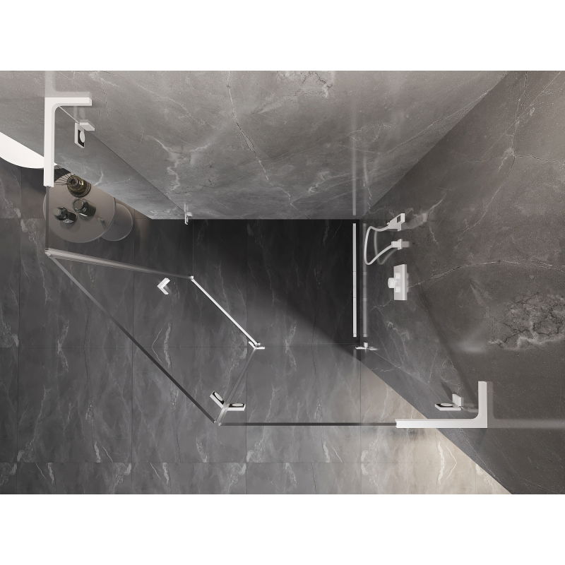 Mexen Lunar L sprchovací kút päťuholníkový otvárateľný pravý 100 x 80 cm, transparentný, biely - 831L-100P-080L-20-00-P