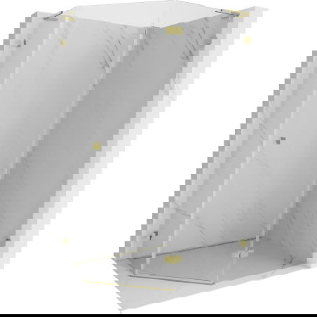 Mexen Lunar L päťuholníková sprchová kabína, otváracia pravá 100 x 90 cm, transparentná, zlatá - 831L-100P-090L-50-00-P