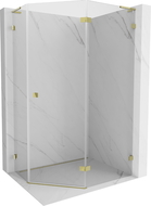Mexen Lunar L päťuholníková sprchová kabína výklopná pravá 100 x 90 cm, transparentná, zlatá - 831L-100P-090L-50-00-P