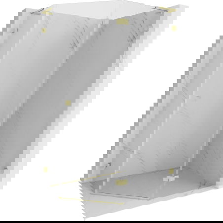 Mexen Lunar L päťuholníková sprchová kabína otočná pravá 90 x 80 cm, priehľadná, zlatá kartáčovaná - 831L-090P-080L-55-00-P