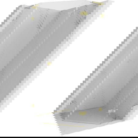 Mexen Lunar L päťuholníková sprchová kabína otočná pravá 90 x 90 cm, transparentná, zlatá kefovaná - 831L-090P-090L-55-00-P